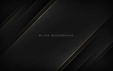 Modern abstract black background with gold line composition