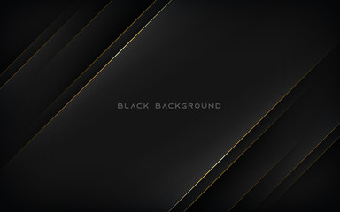 Modern abstract black background with gold line composition