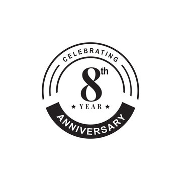 8th Year Anniversary Emblem Logo Design Vector Template