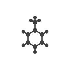 Toluene molecular structure vector icon. filled flat sign for mobile concept and web design. C7H8 formula glyph icon. Symbol, logo illustration. Vector graphics