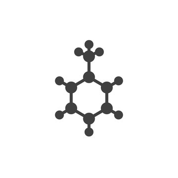 Toluene molecular structure vector icon. filled flat sign for mobile concept and web design. C7H8 formula glyph icon. Symbol, logo illustration. Vector graphics