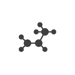 Propene molecular structure vector icon. filled flat sign for mobile concept and web design. C3H6 Polypropylene chemical formula glyph icon. Symbol, logo illustration. Vector graphics