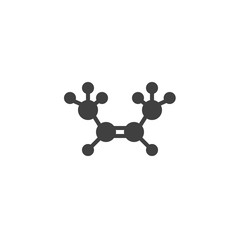 Butene molecular structure vector icon. filled flat sign for mobile concept and web design. C4H8 Butylene chemical formula glyph icon. Symbol, logo illustration. Vector graphics
