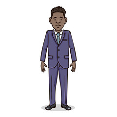Vector Cartoon Character - Young Afro American Man in Business Suit