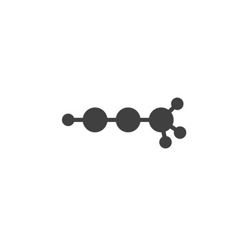 Propyne molecular structure vector icon. filled flat sign for mobile concept and web design. CH3CCH propyne formula glyph icon. Symbol, logo illustration. Vector graphics