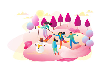 vector illustration of ice skating