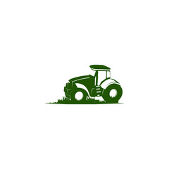 illustration of company tractor with green color for  logo template. inspiring logo design