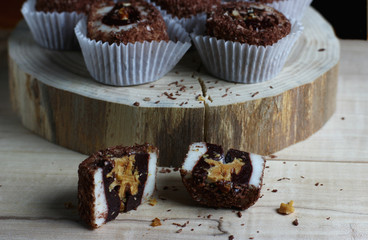 delicious oriental sweets in chocolate chips