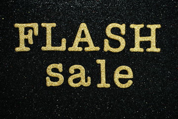Flash sale alphabet letter on black glitter background