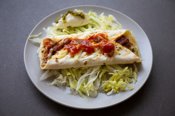 Quesadilla Wrap Sandwich with Lettuce and salsa