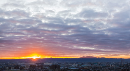 First sunrise of 2020 in Mt. Ikoma, Osaka, Japan 