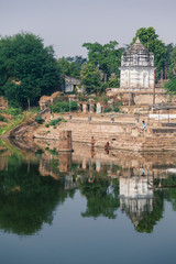Fototapeta na wymiar A beautiful view of Shivsagar Lake - Khajuraho Group of Monuments, Madhya Pradesh, India