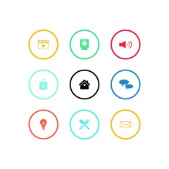 Set of various icon vector inside line circle background design image