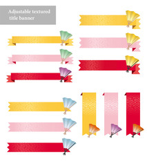Vector traditional Japanese fan icons and ribbon background illustrations for title text and more variations 