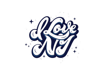 I love New York logo. Hand drawn lettering phrase