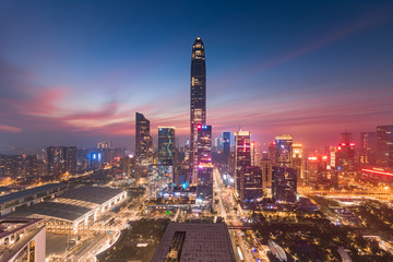 Shenzhen Futian District downtown skyline