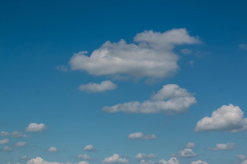 Summer landscape. White clouds against a blue sky.