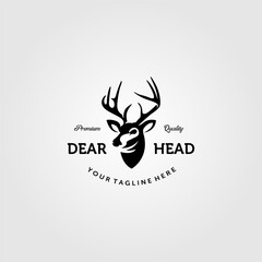 vintage cool deer head logo vector emblem illustration design