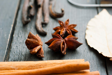 Dessert spices on black