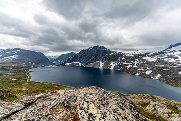 View on lake Djupvatnet near Geiranger in Norway in summer