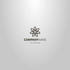 black and white simple vector line art logo of a seven-petal flower