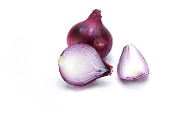 Fresh red onion isolated on white background