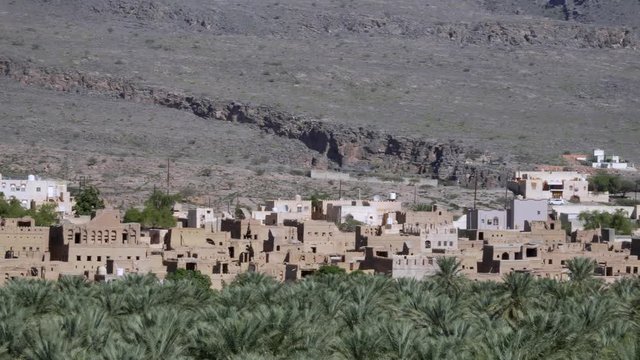 Abandoned Village of Al Hamra near Nizwa, Oman. Panoramic View of Old Ruined Town