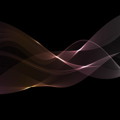 Vector abstract shining wave background. Pink waves on a dark background.