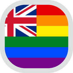 United Kingdom LGBT Rainbow flag, rounded square shape icon on white background, vector illustration