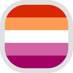 New Lesbian pride flag created in 2018, rounded square shape icon on white background, vector illustration