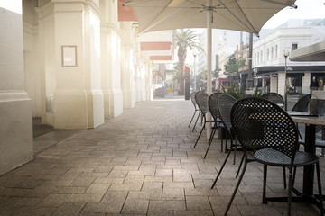 Before opening of the cafe