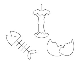 生ゴミ（魚の骨、リンゴの芯、卵の殻）のアイコン