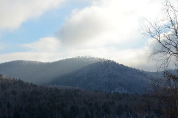 Winter hills near Angara river source