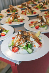 plates of salad on the table