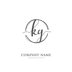 Handwritten initial letter K G KG for identity and logo. Vector logo template with handwriting and signature style.