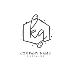 Handwritten initial letter K G KG for identity and logo. Vector logo template with handwriting and signature style.