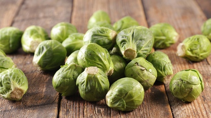 close up on raw brussel sprouts