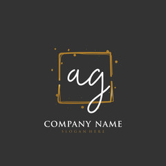 Fototapeta na wymiar Handwritten initial letter A G AG for identity and logo. Vector logo template with handwriting and signature style.