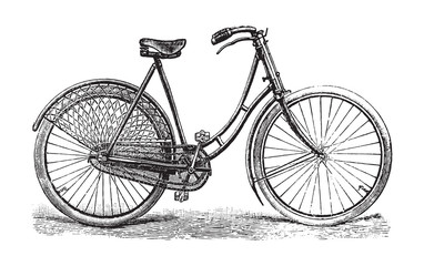 Old bicycle / vintage illustration from Brockhaus Konversations-Lexikon 1908
