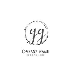 Handwritten initial letter G GG for identity and logo. Vector logo template with handwriting and signature style.