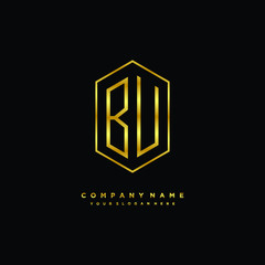 Letter BU logo minimalist luxury gold color