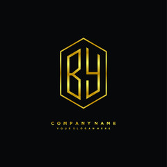 Letter BY logo minimalist luxury gold color