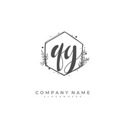 Handwritten initial letter Q G QG for identity and logo. Vector logo template with handwriting and signature style.
