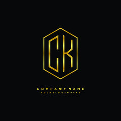 Letter CK logo minimalist luxury gold color