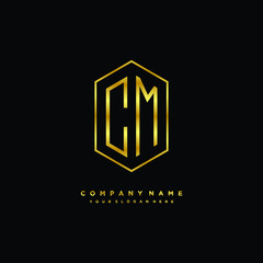Letter CM logo minimalist luxury gold color