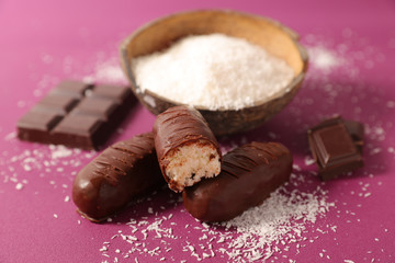 homemade chocolate bar with coconut