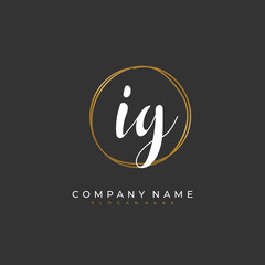 Handwritten initial letter I G IG for identity and logo. Vector logo template with handwriting and signature style.