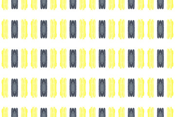 Watercolor seamless geometric pattern design illustration. Background texture. In yellow, black, white colors.