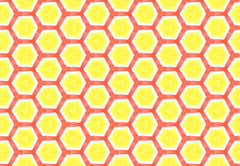 Watercolor seamless geometric pattern design illustration. Background texture. In orange, yellow, white colors.