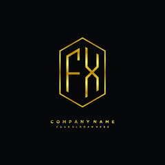 Letter FX logo minimalist luxury gold color